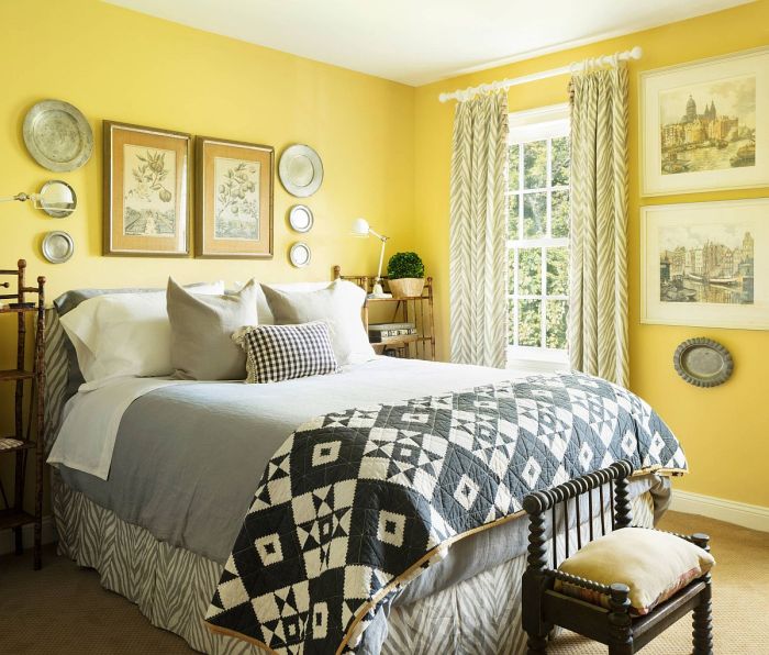 How to decorate a yellow and gray bedroom