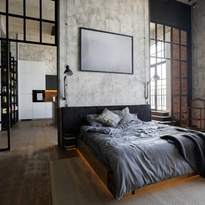 How to decorate industrial style bedroom