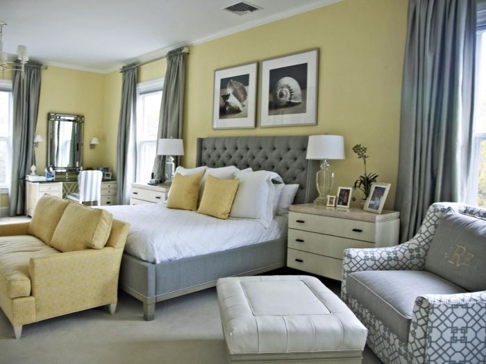 How to decorate a yellow and gray bedroom