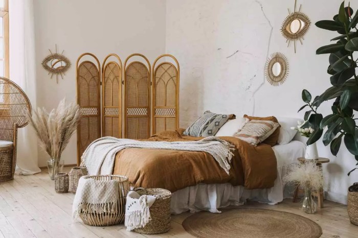 How to decorate apartment bedroom boho cozy woman