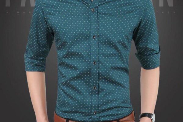 Mens blue polka dot dress shirt