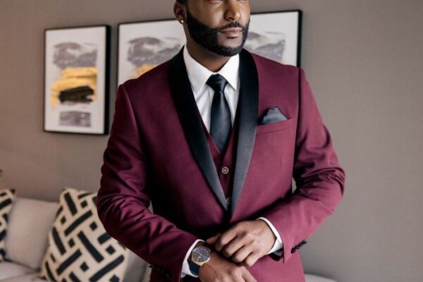 Men's burgundy dress shirt